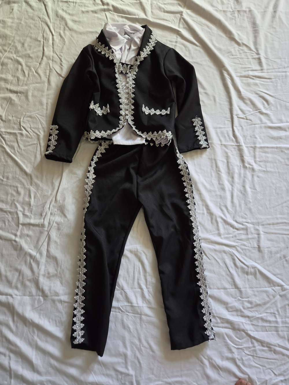 Black and White Boys' Mariachi-Style Costume Jacket, Shirt, and Pants
